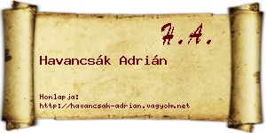 Havancsák Adrián névjegykártya